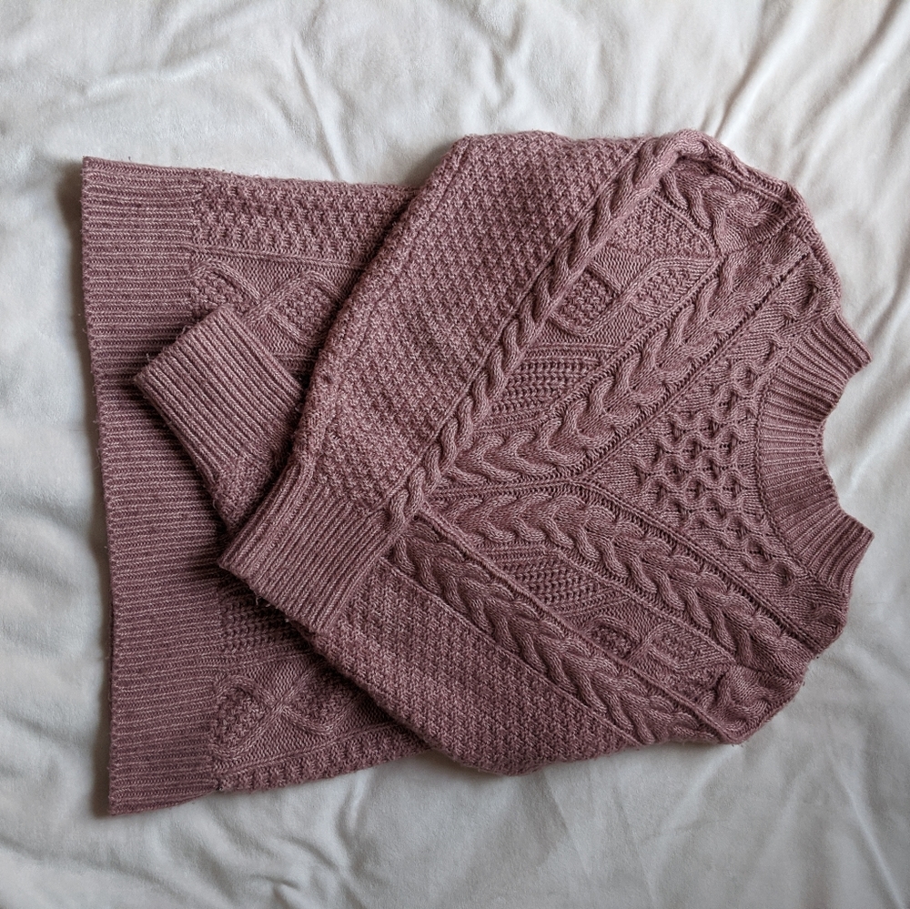 pink mock neck sweater
